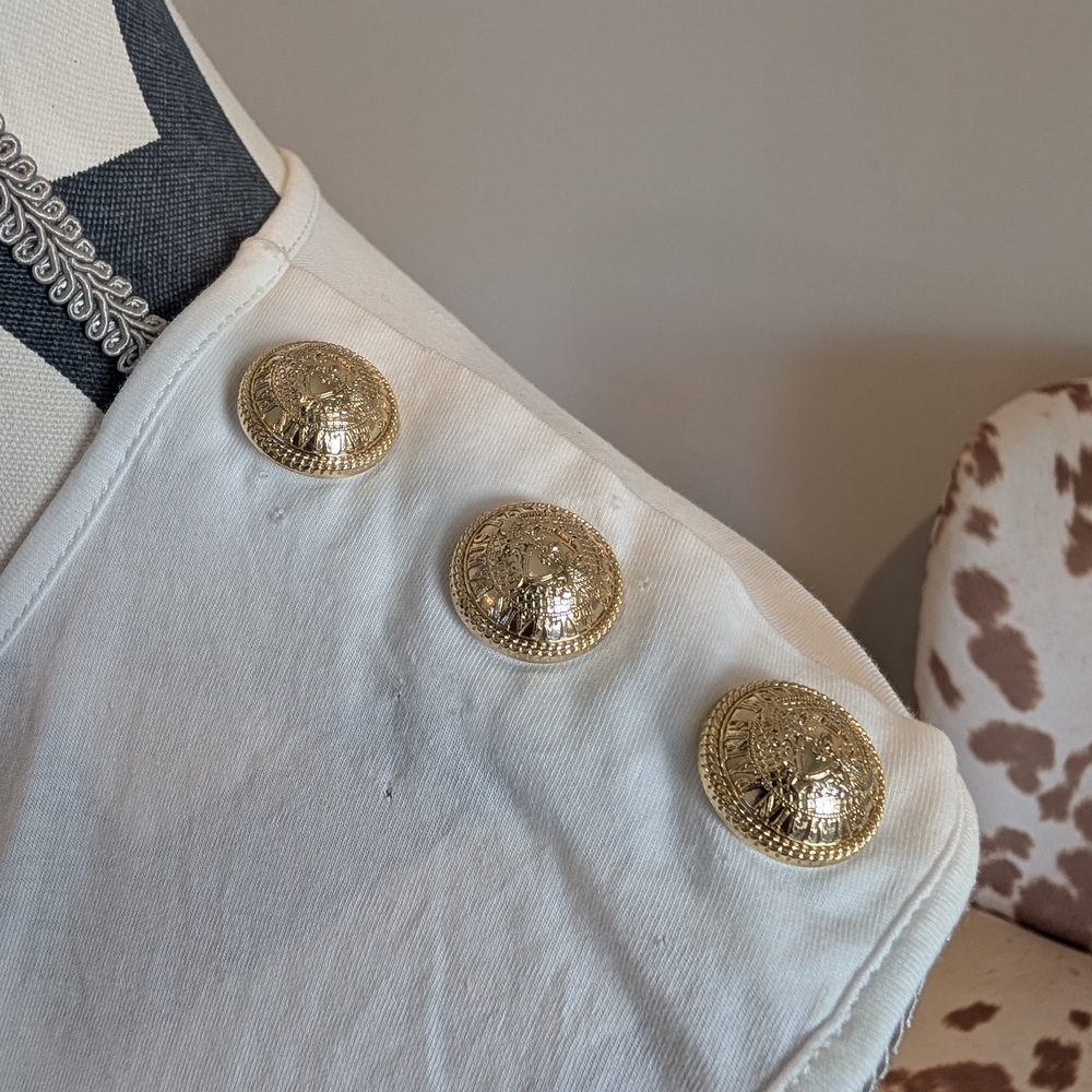Balmain White Logo Tank Top with Gold Buttons - Picture 2 of 3